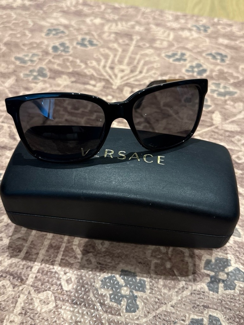 Versace Men’s Black Sunglasses with Gold Detailing